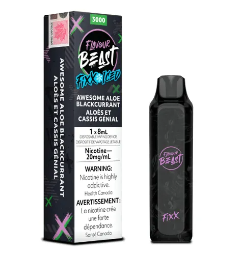 *FED* Flavour Beast Fixx Disposable Vape Awesome Aloe Blackcurrant Iced Box Of 6