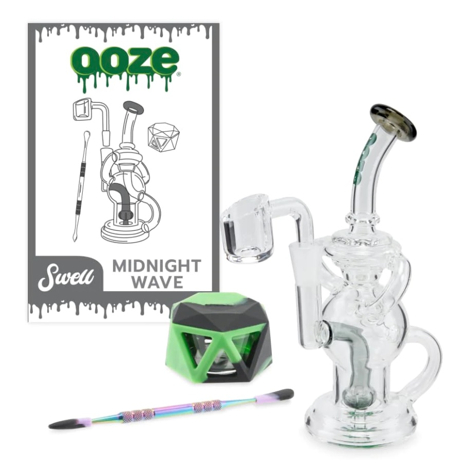 [ooz026blk] Glass Dab Rig Ooze Mini Recycler (Black)