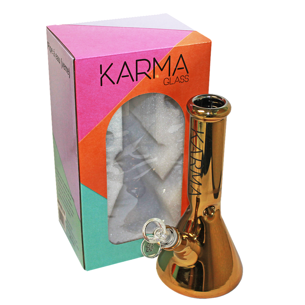 [kmg026gld] Glass Bong Karma 9" Beaker Metallic (Gold)