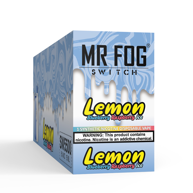 *FED* Mr Fog Switch Disposable Vape Lemon Blueberry Raspberry Ice 5500 Puffs Box Of 10