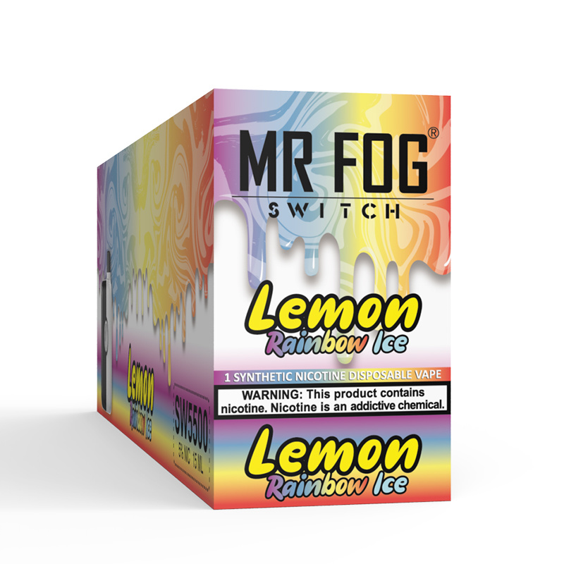 [fog1106c-b] *FED* Mr Fog Switch Disposable Vape Lemon Rainbow Ice 5500 Puffs Box Of 10 (2.0% Classic)