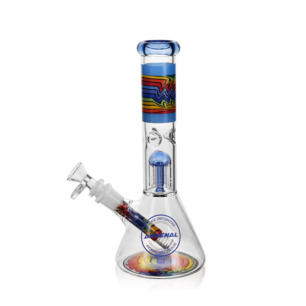 [aas002blu] Glass Bong Arsenal Rainbow Thunder Beaker Tree Perc 10" (Blue)