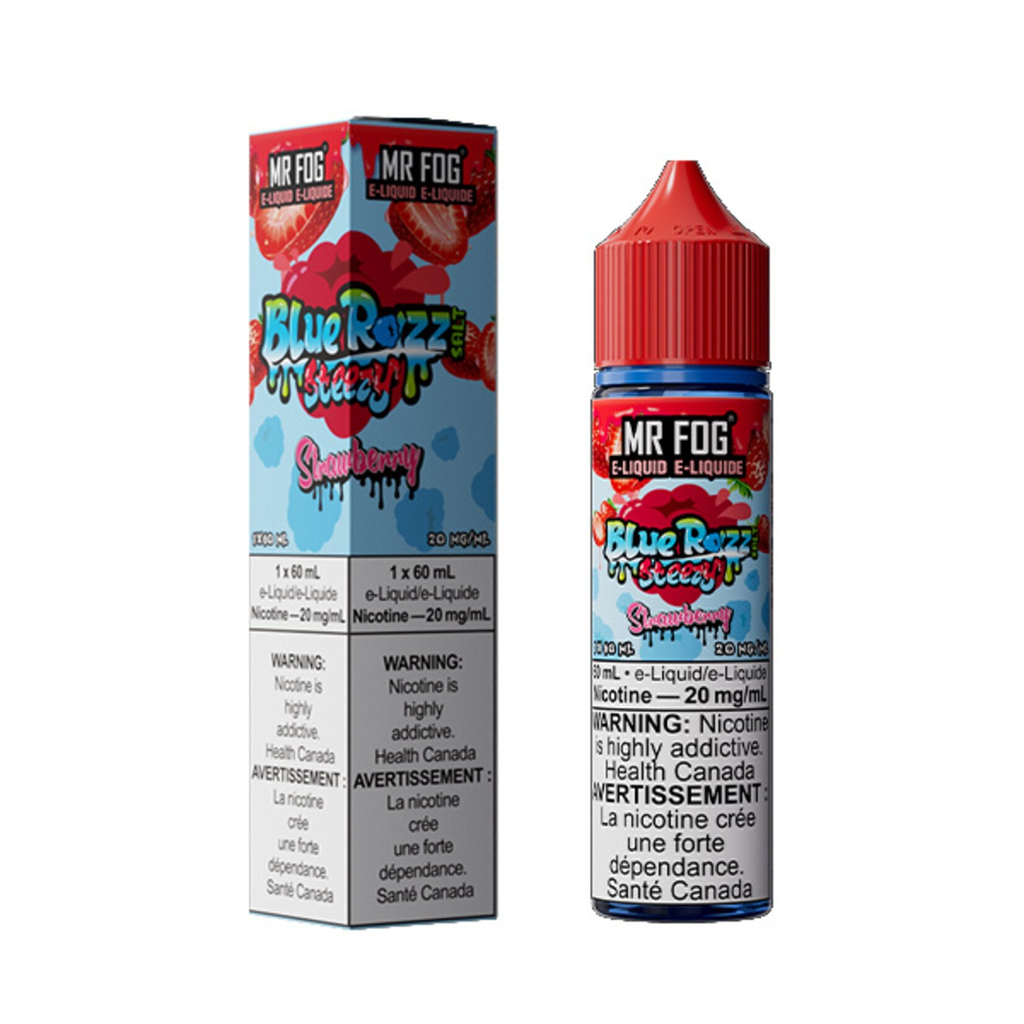 *FED* Nicotine Liquid Mr Fog Blue Razz Steezy Salt 60ml Strawberry