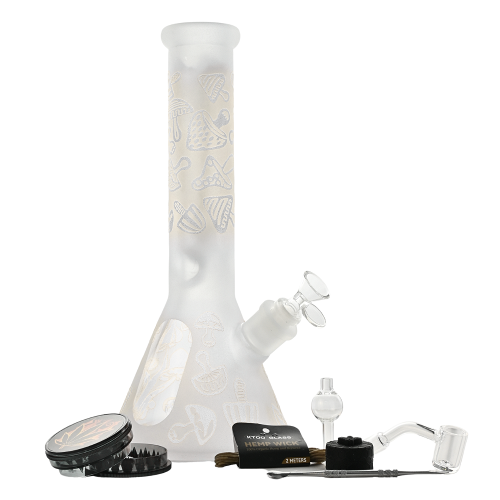 Glass Bong Arsenal Glass 5mm Fungi Forest Glass Bong 9-in-1 Dab Kit 12"