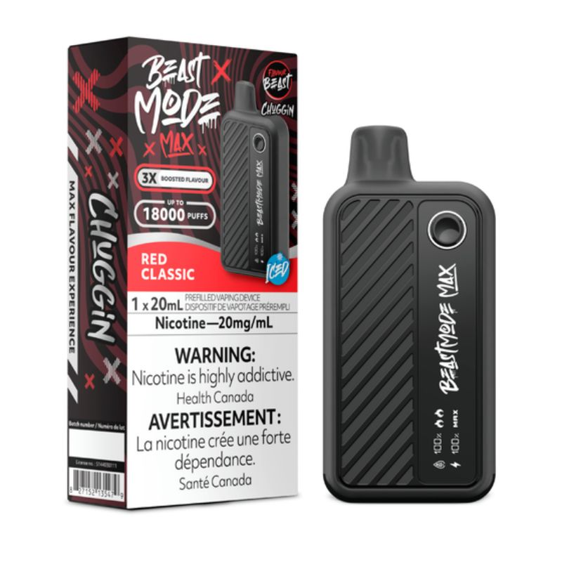 [fvb1712b-ab] *AB* Disposable Vape Flavour Beast Beast Mode Max Chuggin' Red Classic Box of 5