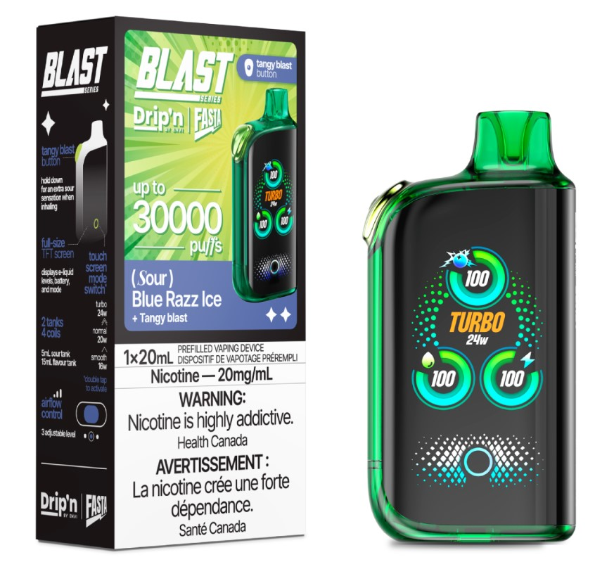 [dpv1426b-fd] *FED* Disposable Vape Drip'n Envi Fasta Blast 30K Sour Series Blue Razz Ice (Sour) Box of 5