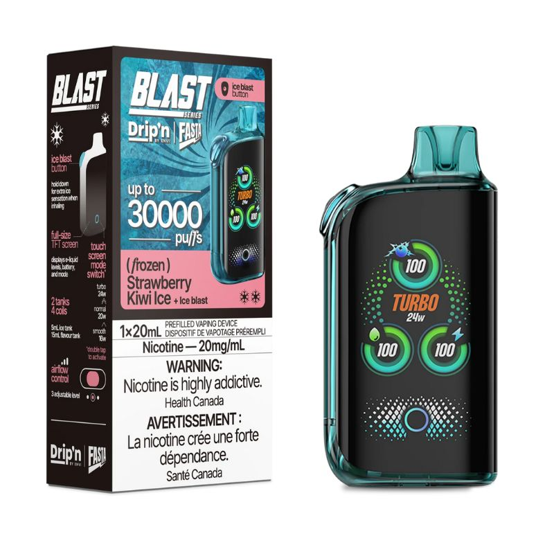 [dpv1408b-fd] *FED* Disposable Vape Drip'n Envi Fasta Blast 30K Strawberry Kiwi Ice Box of 5