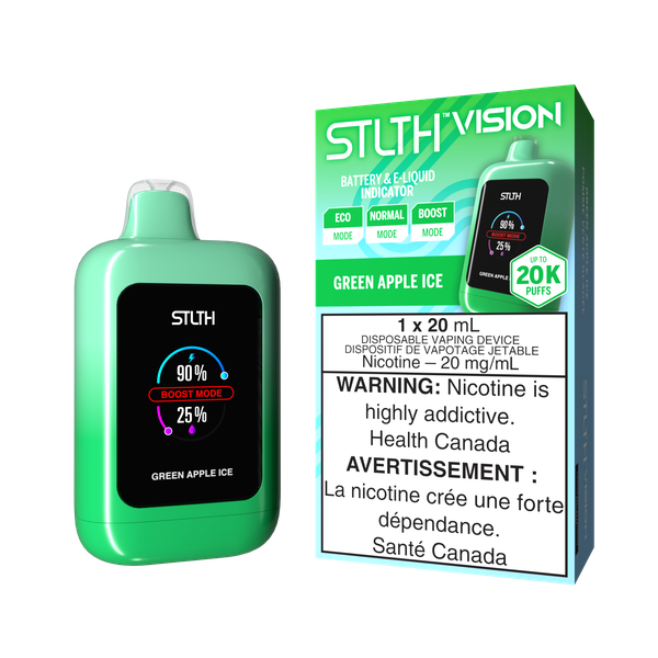 *FED* Disposable Vape STLTH Vision Green Apple Ice Box of 4