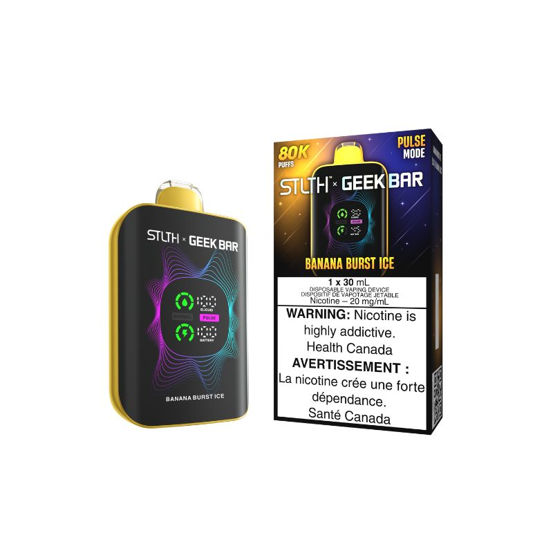*FED* Disposable Vape STLTH X Geek Bar 80K Pulse Banana Burst Ice Box of 4