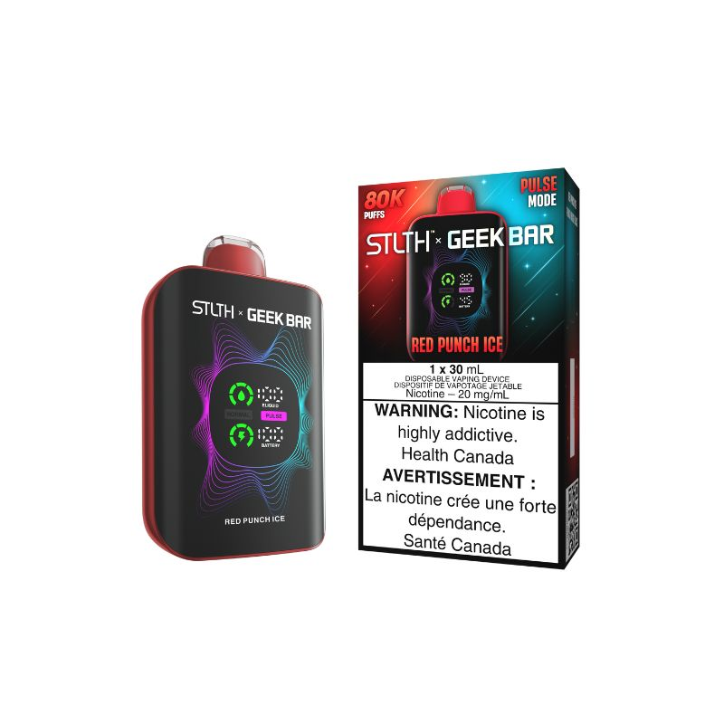 *FED* Disposable Vape STLTH X Geek Bar 80K Pulse Red Punch Ice Box of 4