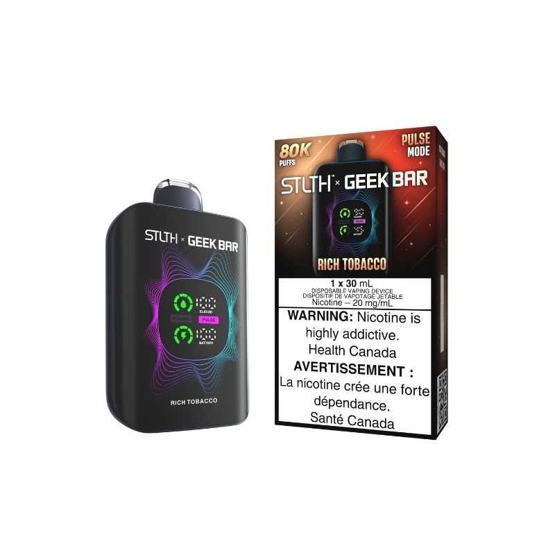 *FED* Disposable Vape STLTH X Geek Bar 80K Pulse Rich Tobacco Box of 4