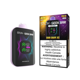 *FED* Disposable Vape STLTH X Geek Bar 80K Pulse Sour Grape Ice Box of 4