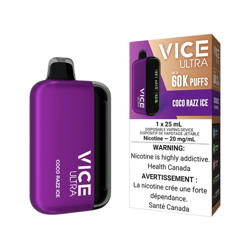 *FED* Disposable Vape Vice Ultra 60K Coco Razz Ice Box of 4