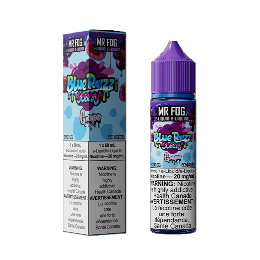 *FED* Nicotine Liquid Mr Fog Blue Razz Steezy Salt 60ml Grape