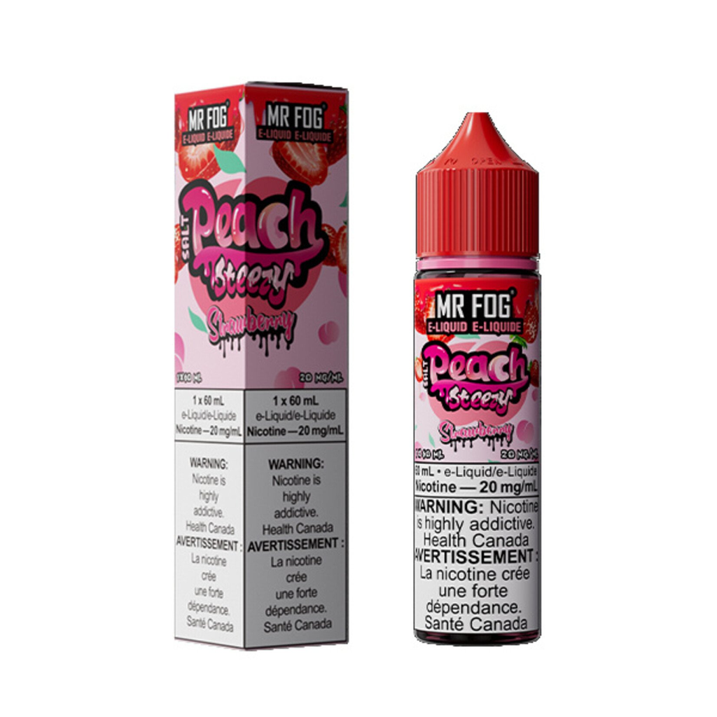 *FED* Nicotine Liquid Mr Fog Peach Steezy Salt 60ml Strawberry
