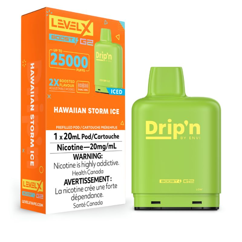 *FED* Nicotine Pod Drip'n Level X Boost G2 Hawaiian Storm Ice Box of 6