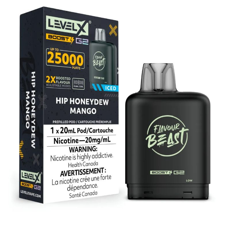 *FED* Nicotine Pod Flavour Beast Level X Boost G2 Hip Honeydew Mango Box of 6