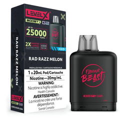 *FED* Nicotine Pod Flavour Beast Level X Boost G2 Rad Razz Melon Box of 6