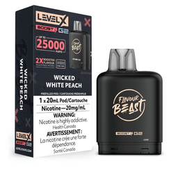 *FED* Nicotine Pod Flavour Beast Level X Level X Boost G2 Wicked White Peach Box of 6