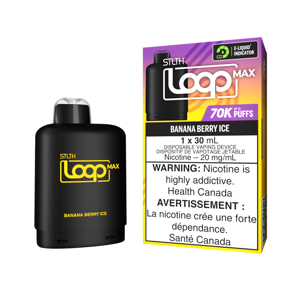 *FED* Nicotine Pod STLTH LOOP MAX Banana Berry Ice Box of 4