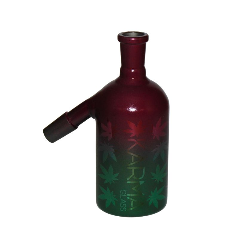 Glass Ash Catcher Karma Purps & Greens Leaves 14mm 45 Degree