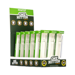Glass One Hitter Hemper Clear 3" Box of 18