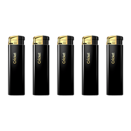 Lighters Cricket Original Electronic Black and Gold Box of 50