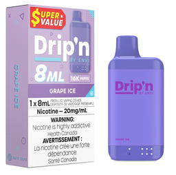 *MB* Disposable Vape Drip'n Envi 8ML Grape Ice Box of 5