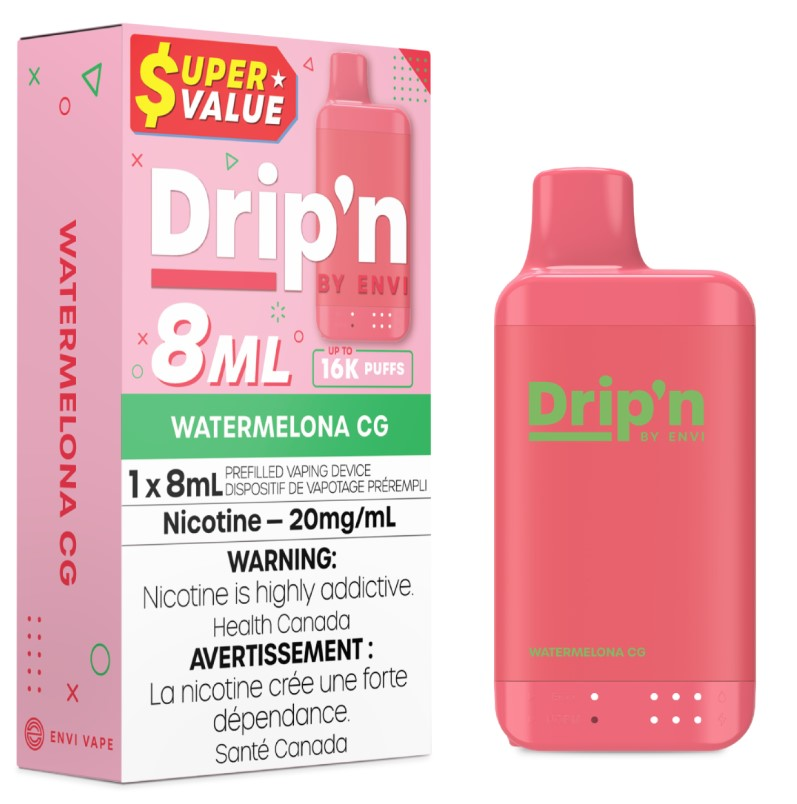 *MB* Disposable Vape Drip'n Envi 8ML Watermelona CG Box of 5