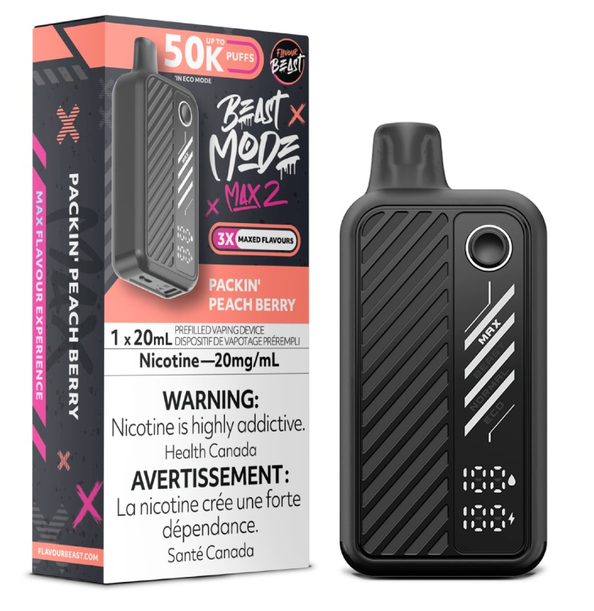 *MB* Disposable Vape Flavour Beast Mode Max 2 Packin' Peach Berry Box of 5