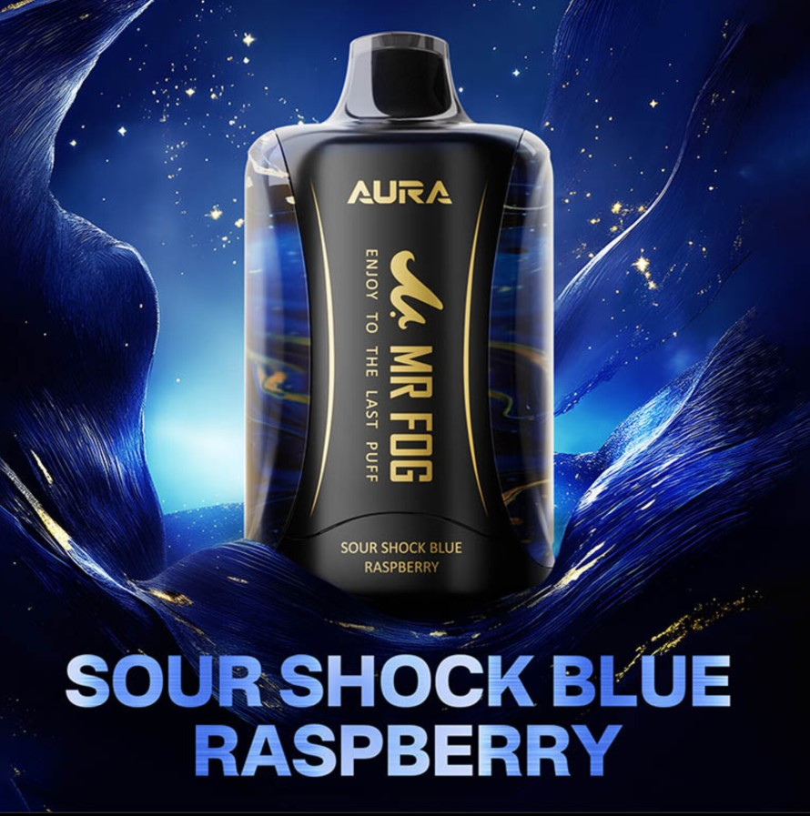 *MB* Disposable Vape Mr Fog AURA 60K Sour Shock Blue Raspberry Box of 5
