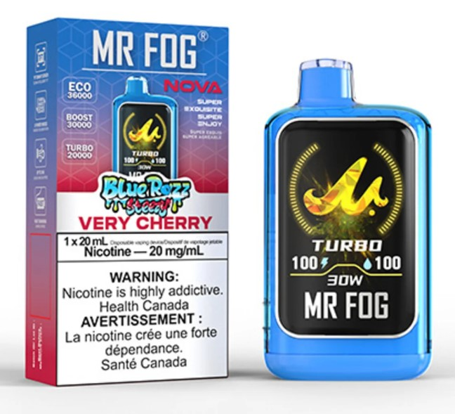 *MB* Disposable Vape Mr Fog NOVA Blue Razz Steezy Very Cherry Box of 5