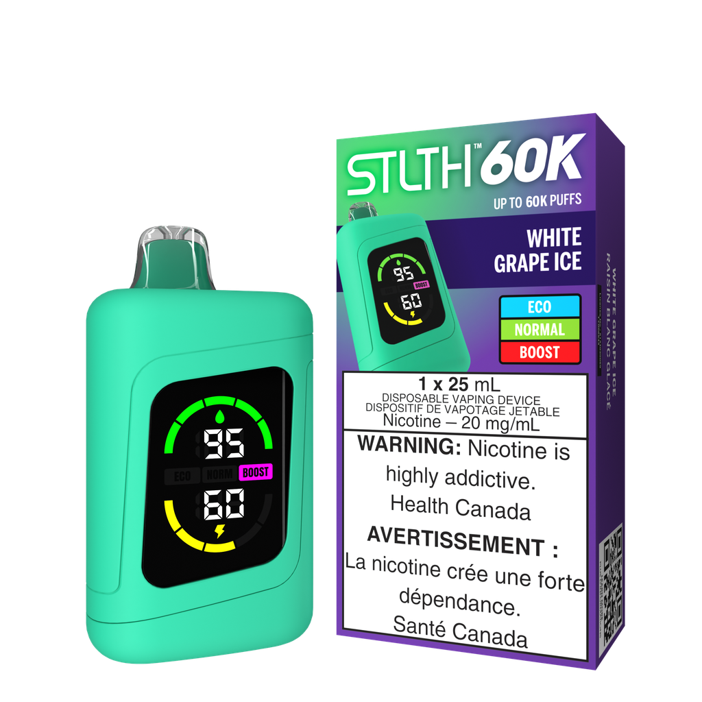 *MB* Disposable Vape STLTH 60K White Grape Ice Box of 4