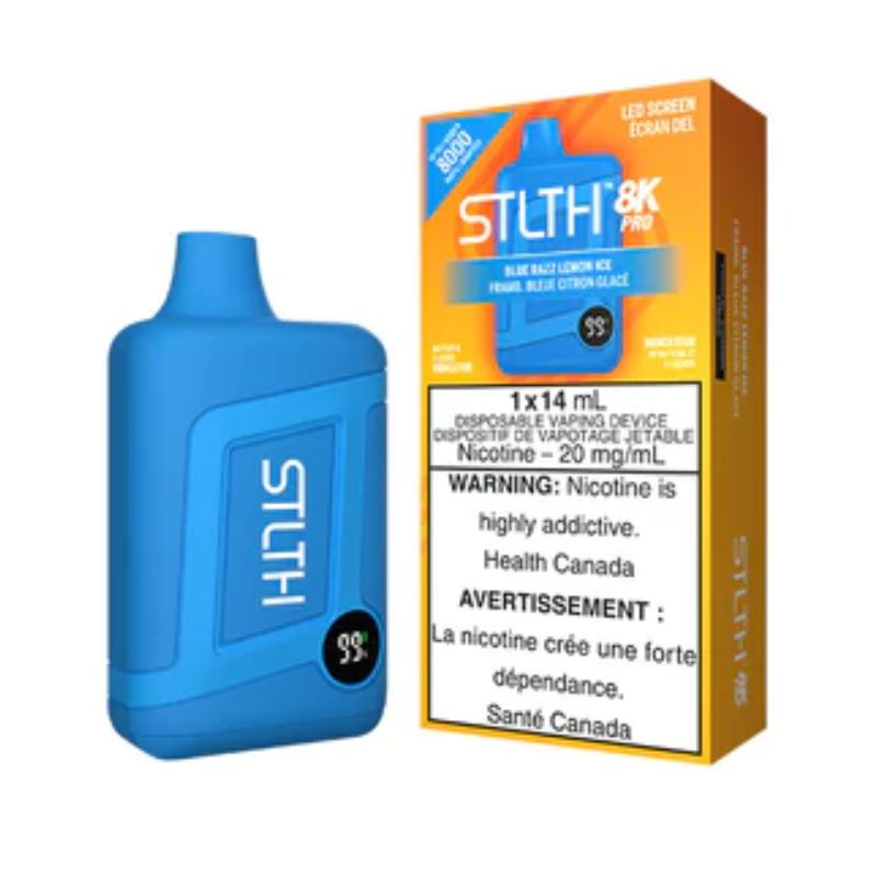 *MB* Disposable Vape STLTH 8K Pro Blue Razz Lemon Ice Box of 5