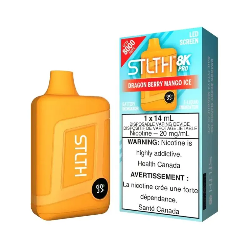 *MB* Disposable Vape STLTH 8K Pro Dragon Berry Mango Ice Box of 5