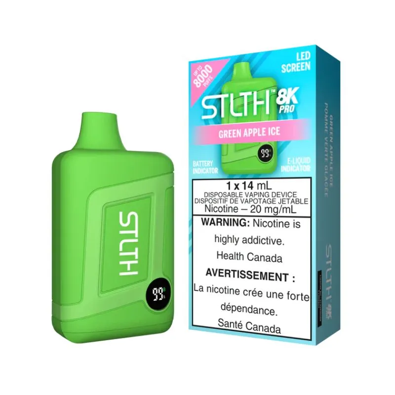 *MB* Disposable Vape STLTH 8K Pro Green Apple Ice Box of 5