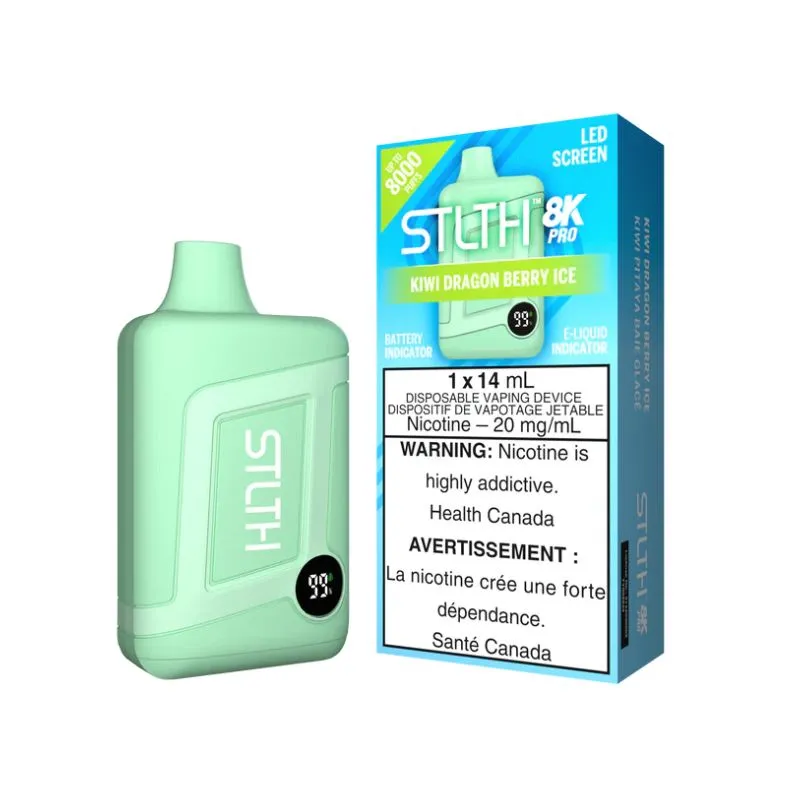 *MB* Disposable Vape STLTH 8K Pro Kiwi Dragon Berry Ice Box of 5