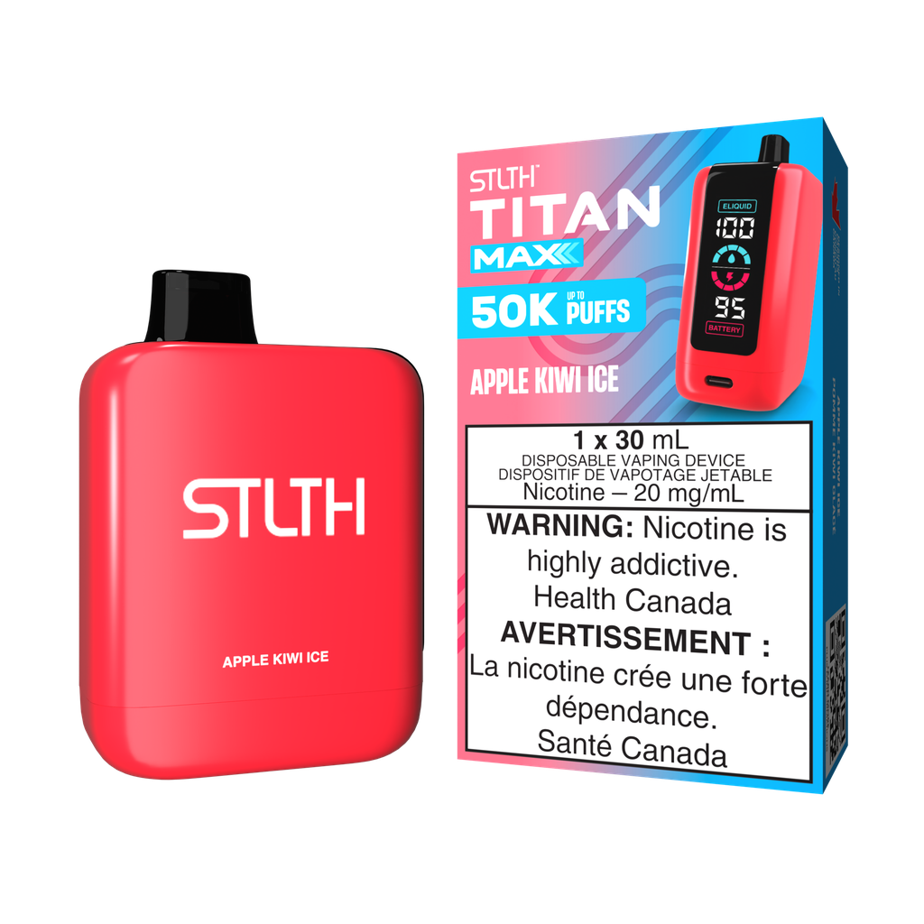 *MB* Disposable Vape STLTH Titan Max 50K Apple Kiwi Ice Box of 4