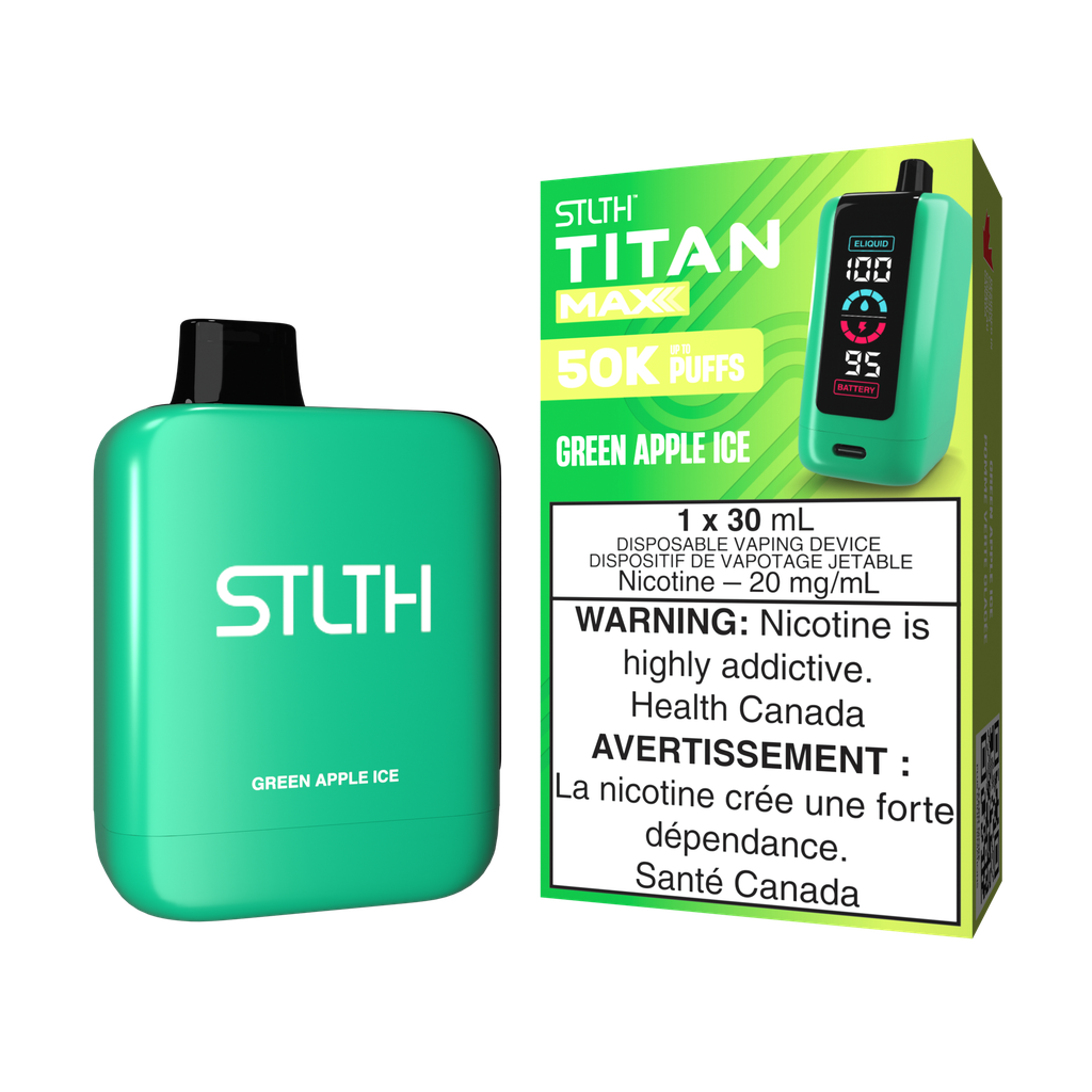 *MB* Disposable Vape STLTH Titan Max 50K Green Apple Ice Box of 4
