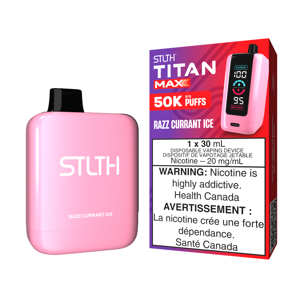 *MB* Disposable Vape STLTH Titan Max 50K Razz Currant Ice Box of 4