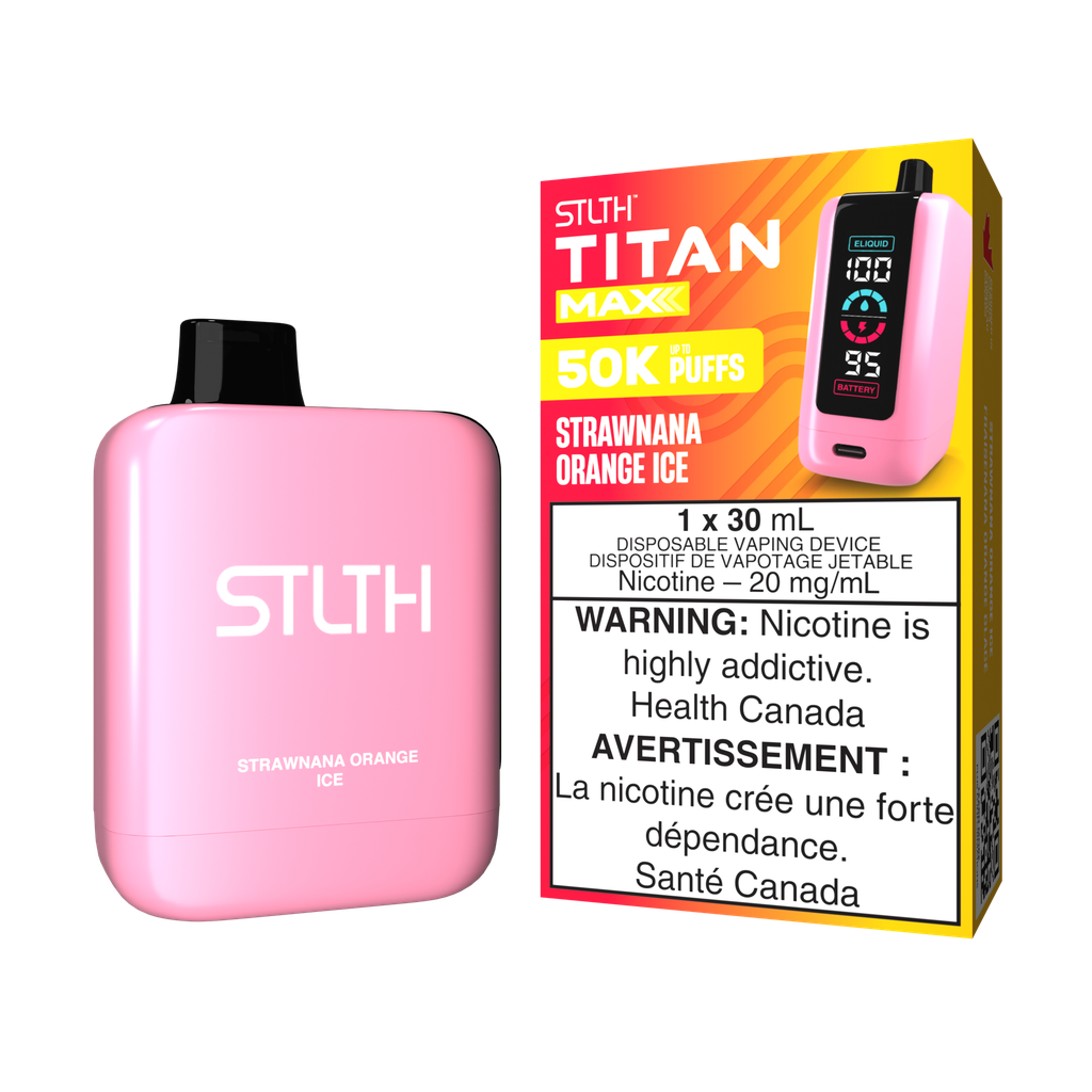 *MB* Disposable Vape STLTH Titan Max 50K Strawnana Orange Ice Box of 4