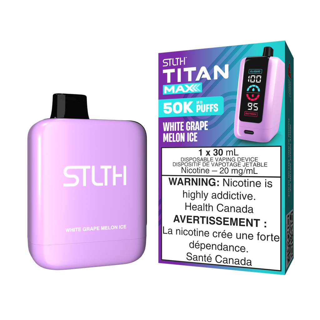 *MB* Disposable Vape STLTH Titan Max 50K White Grape Melon Ice Box of 4