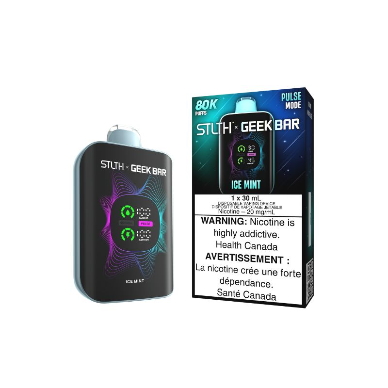 *MB* Disposable Vape STLTH X Geek Bar 80K Pulse Ice Mint Box of 4