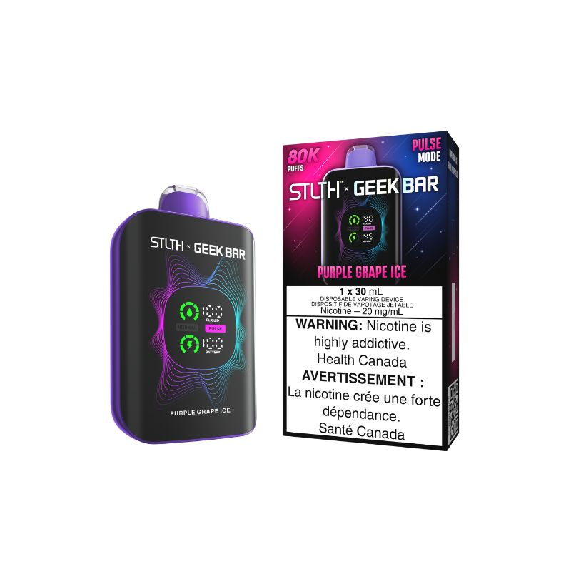 *MB* Disposable Vape STLTH X Geek Bar 80K Pulse Purple Grape Ice Box of 4