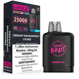 *MB* Nicotine Pod Flavour Beast Level X Boost G2 Dreamy Dragonfruit Lychee Iced Box of 6