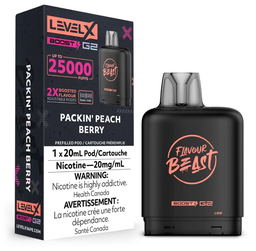 *MB* Nicotine Pod Flavour Beast Level X Boost G2 Packin' Peach Berry Box of 6