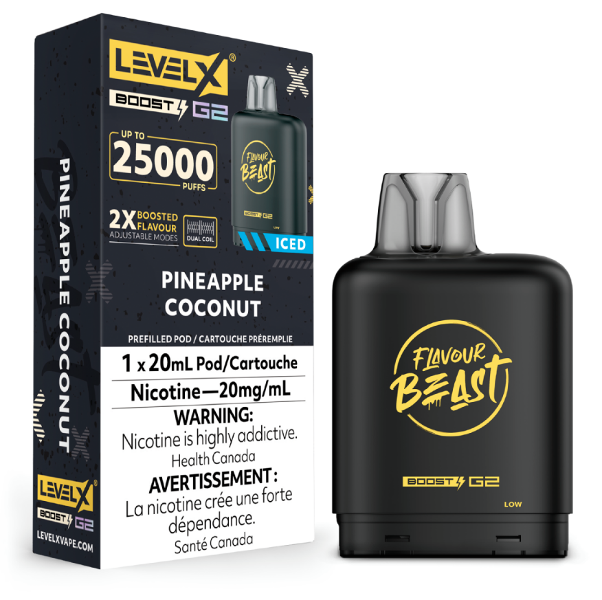 *MB* Nicotine Pod Flavour Beast Level X Boost G2 Pineapple Coconut Box of 6