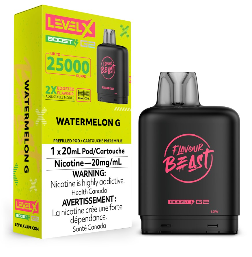 *MB* Nicotine Pod Flavour Beast Level X Boost G2 Watermelon G  Box of 6