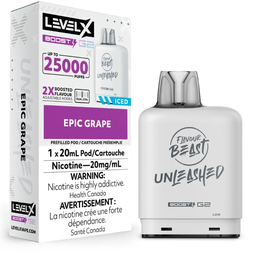 *MB* Nicotine Pod Flavour Beast Level X Unleashed Boost G2 Epic Grape Box of 6