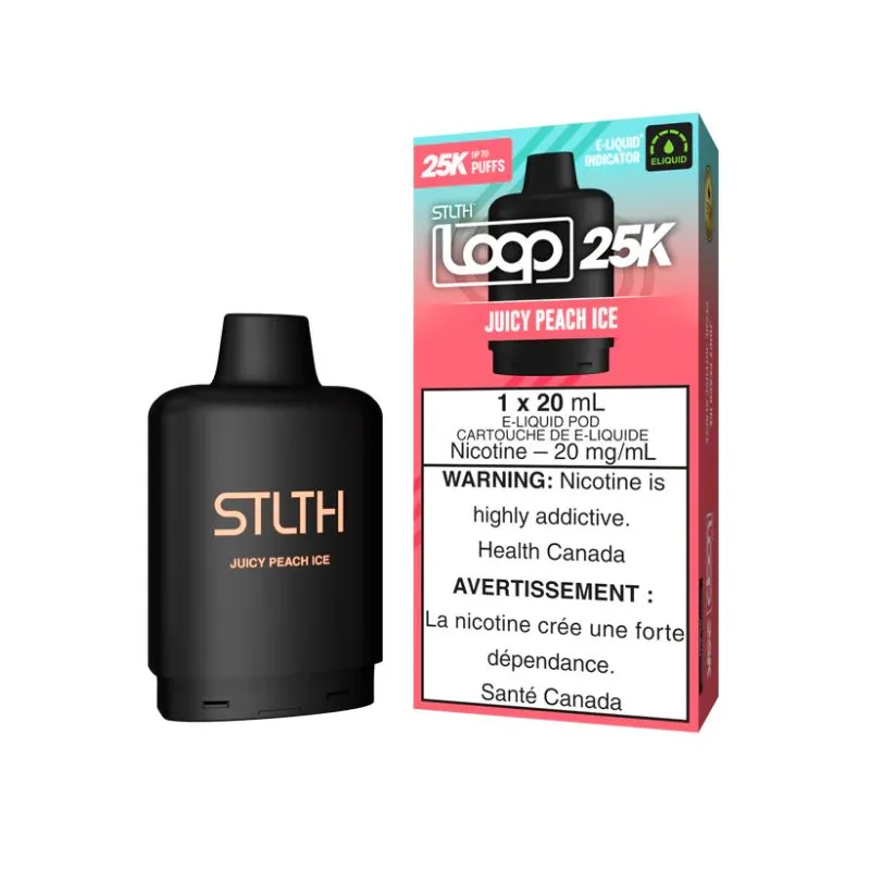 *MB* Nicotine Pod STLTH Loop 25k Juicy Peach Ice  Box of 5